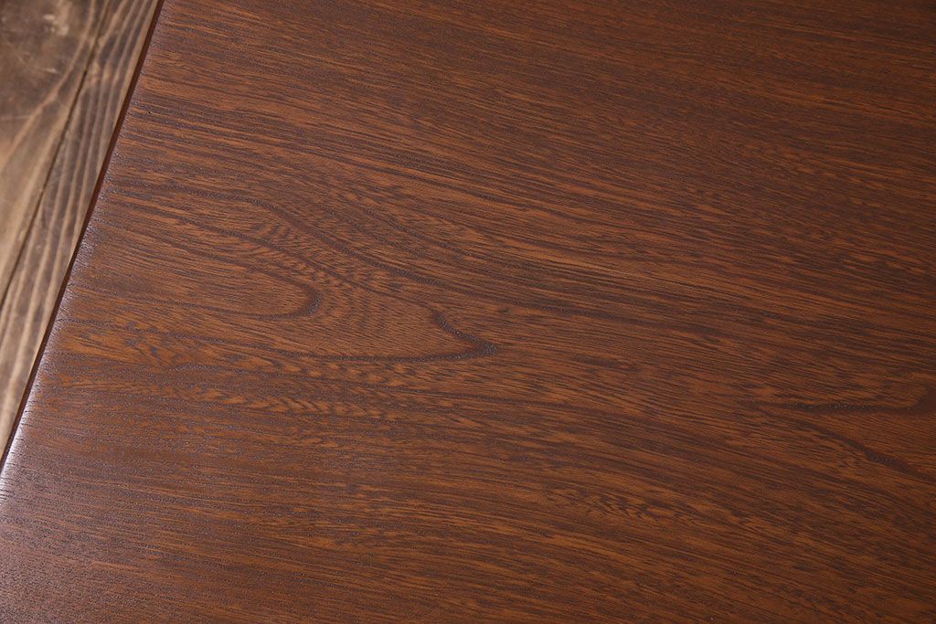 レトロ家具　昭和レトロ　和製アンティーク　栓材一枚板!古い木の味わい深い角ちゃぶ台(3)