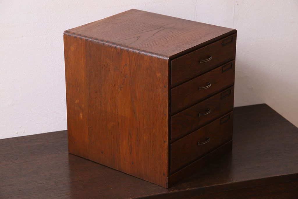 レトロ家具　昭和期　ナラ材製　レトロな小引き出し