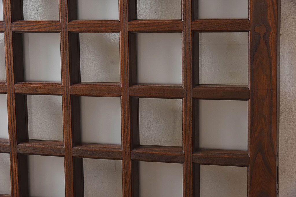 【O様ご成約済み】和製アンティーク　総欅材　玄関戸　市松模様ガラスがお洒落な格子蔵戸(2)