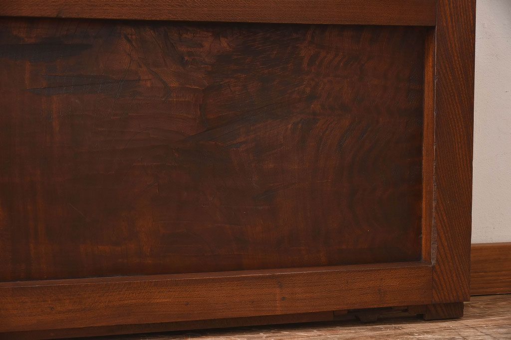 【O様ご成約済み】和製アンティーク　総欅材　玄関戸　市松模様ガラスがお洒落な格子蔵戸(2)