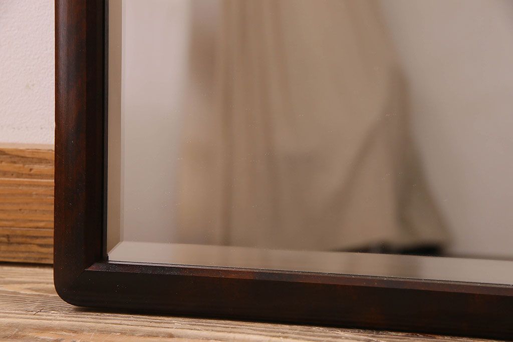 アンティーク雑貨　北海道民芸家具　木製フレームのリメイクミラー(鏡)(1)