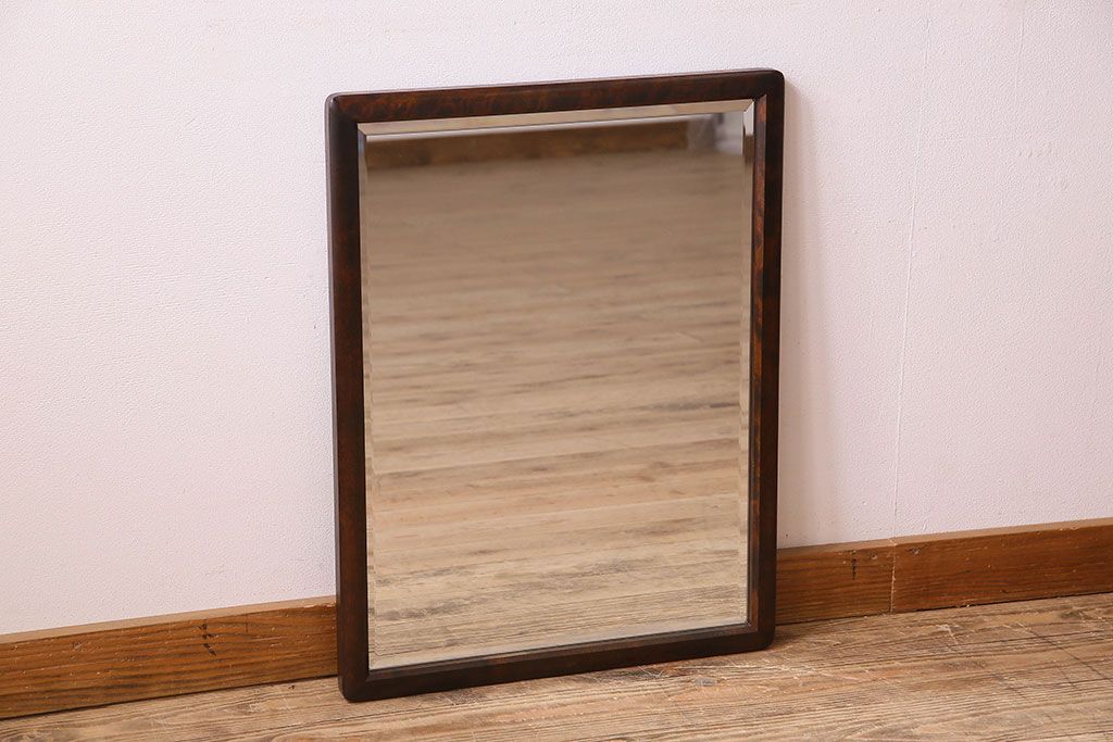 アンティーク雑貨　北海道民芸家具　木製フレームのリメイクミラー(鏡)(2)