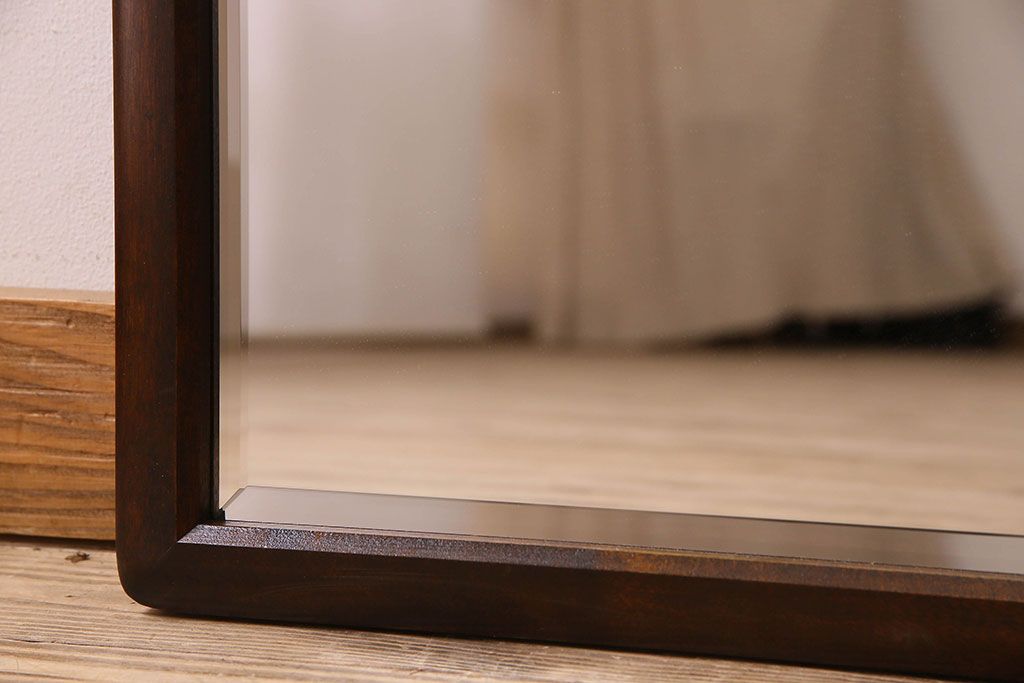アンティーク雑貨　北海道民芸家具　木製フレームのリメイクミラー(鏡)(2)
