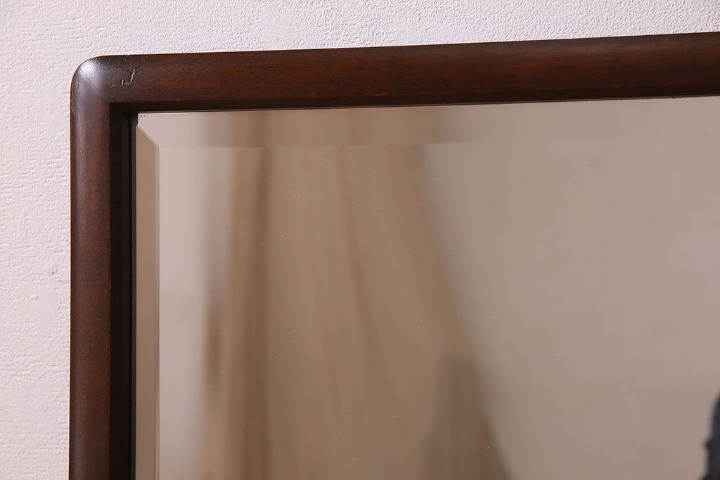アンティーク雑貨　北海道民芸家具　木製フレームのリメイクミラー(鏡)(3)