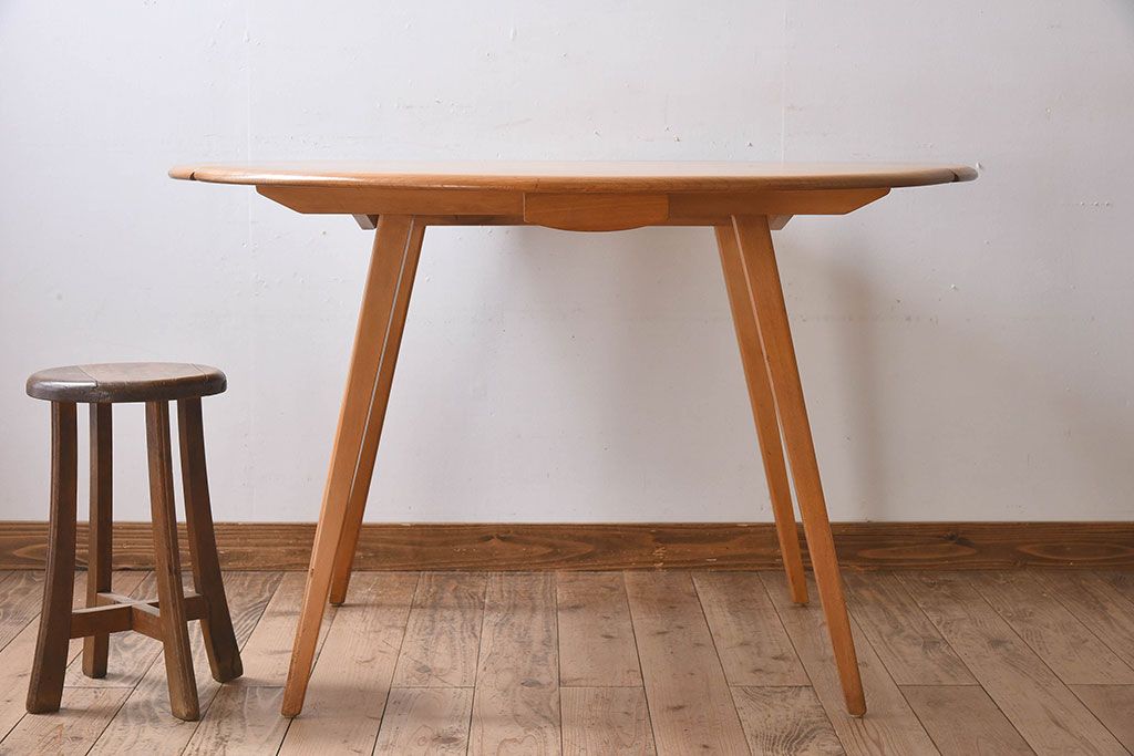 アンティーク家具　アーコール　楡材　シンプルなデザインのバタフライテーブル(エクステンションテーブル、ダイニングテーブル)