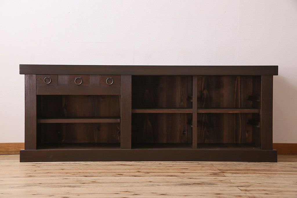 アンティーク家具　明治期　六尺　水屋箪笥ローボード(サイドボード、テレビ台、キャビネット、収納棚)