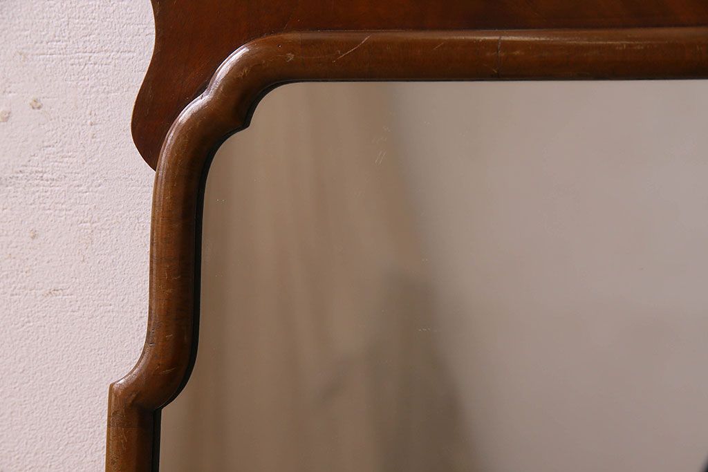 アンティーク雑貨　イギリスアンティーク　マホガニー材製　壁掛けミラー(鏡)