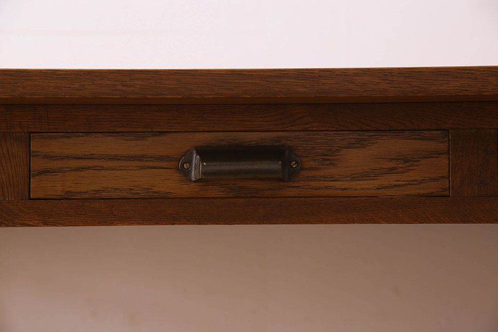 アンティーク家具　オーク材製天板　両面引き出し付きダイニングテーブル(作業台)