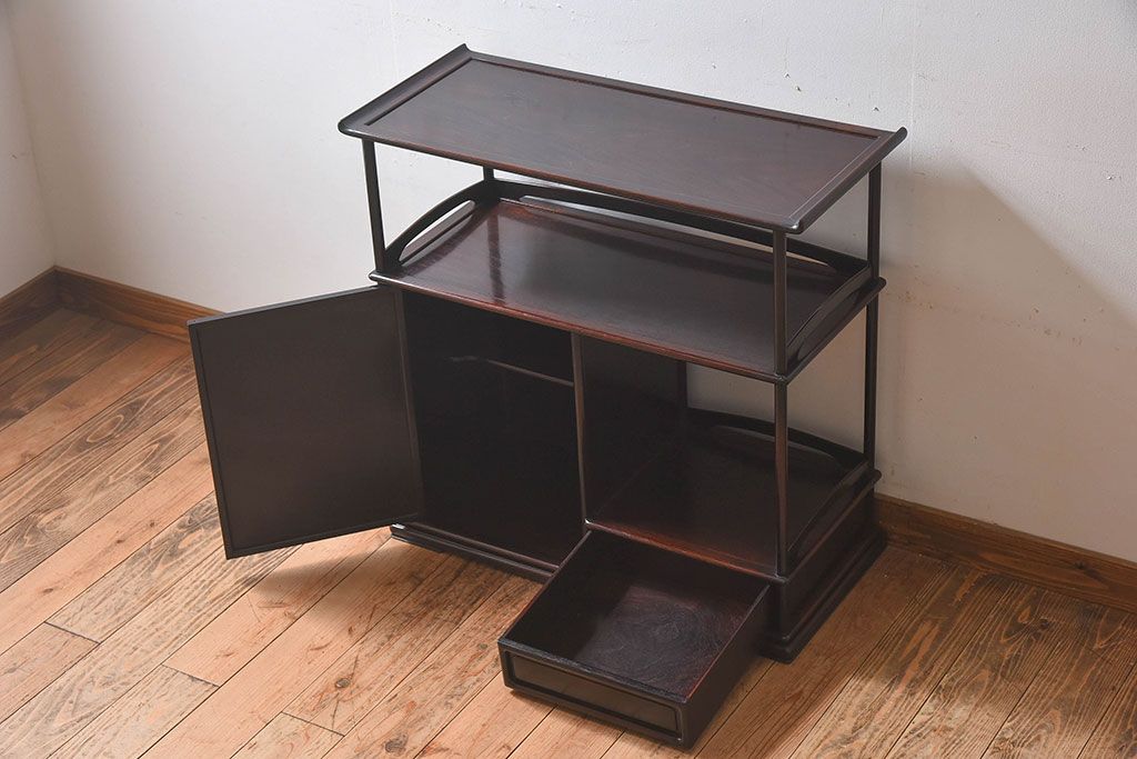 アンティーク家具　古作　上質な唐木材製のアンティーク飾り棚(陳列棚)