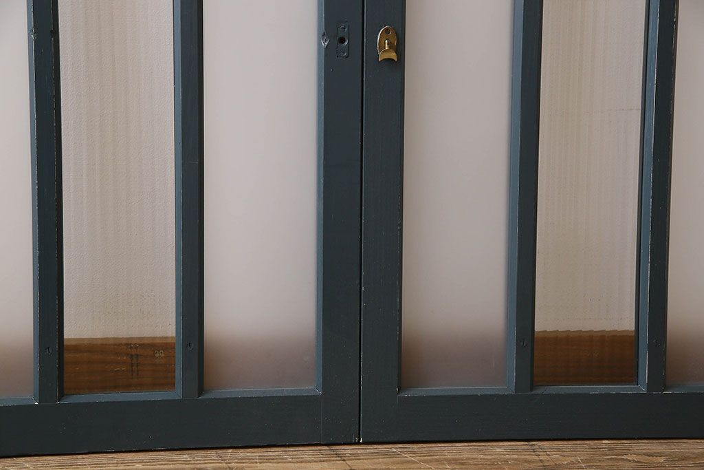 ペイント建具　すり・モールガラス入り!アンティークガラス戸2枚セット(窓)