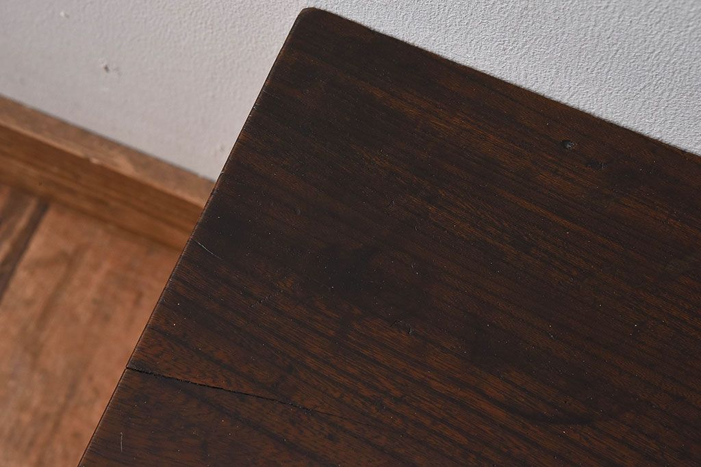 アンティーク雑貨　総ケヤキ材　天板一枚板!古い木の質感が味わい深い文机(2)
