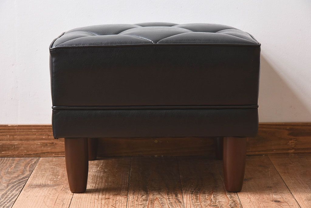 カリモク家具　ビンテージ　レトロなデザインのオットマン(スツール)(2)