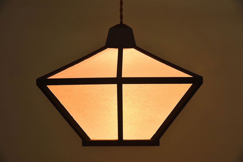 ビンテージ　栗材　和モダンスタイルにぴったりな天井照明(吊り下げ照明)(2)