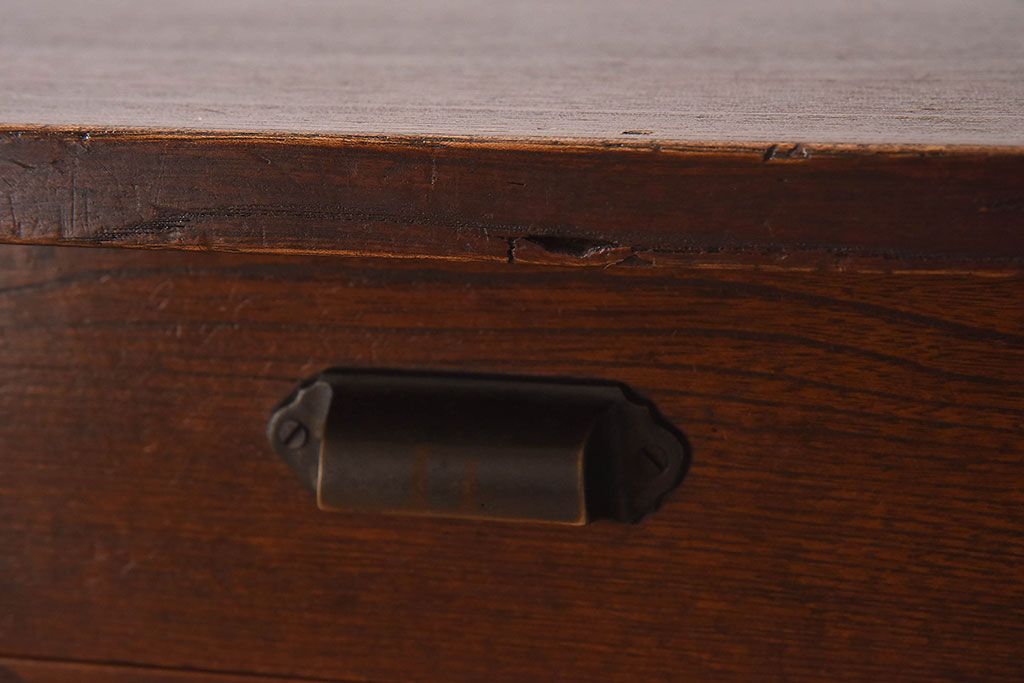 レトロ家具　昭和レトロ　栓材　古い木の質感が味わい深い平机(花台、コンソールテーブル)