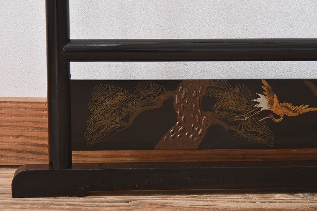 アンティーク雑貨　古民具・骨董　鶴と松が繊細に描かれた衣桁