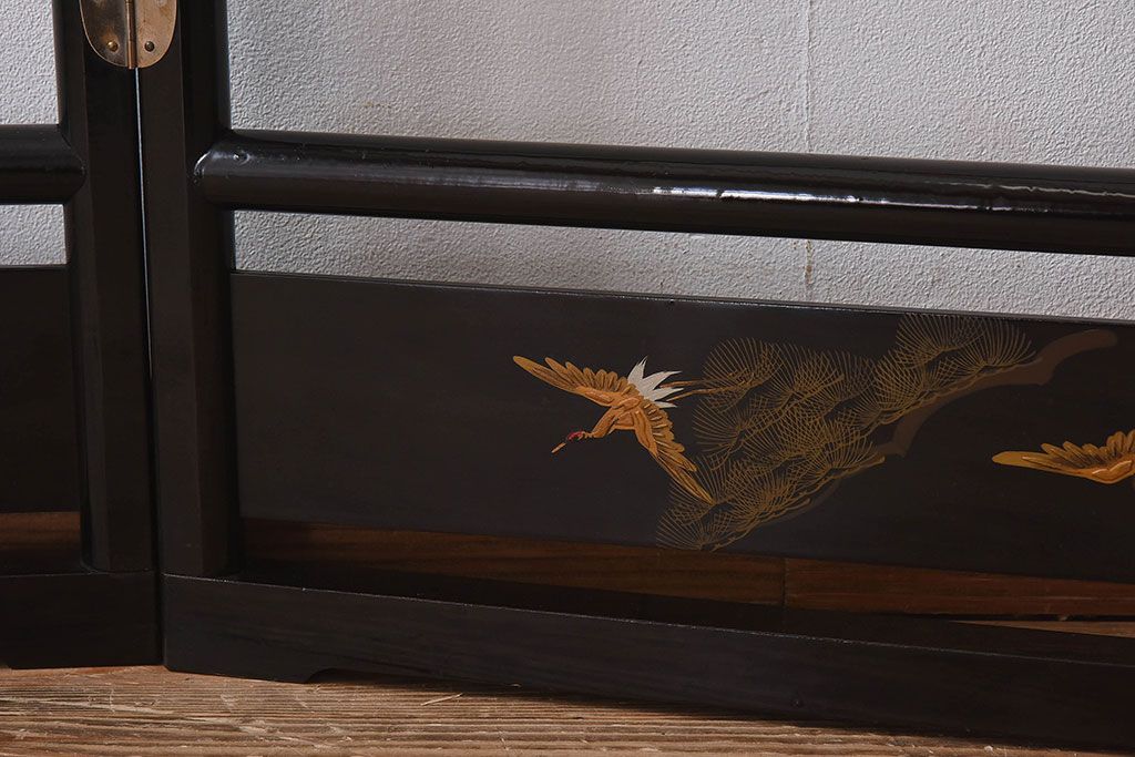 アンティーク雑貨　古民具・骨董　鶴と松が繊細に描かれた衣桁