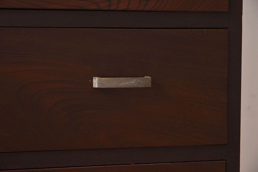 レトロ家具　昭和レトロ　前面栗材製　モールガラス入り!衣装箪笥(引き出し、チェスト)