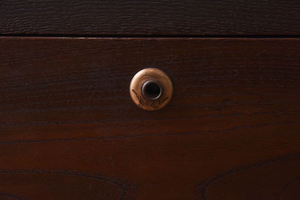 レトロ家具　昭和レトロ　前面栗材製　モールガラス入り!衣装箪笥(引き出し、チェスト)