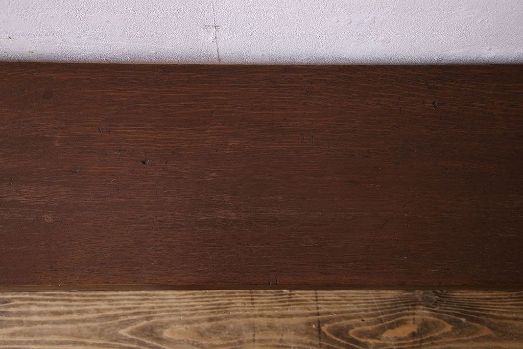 レトロ家具　昭和レトロ　ナラ材一枚板 古材の質感が味わい深い鉄脚ベンチ(長椅子、アイアンベンチ)(3)