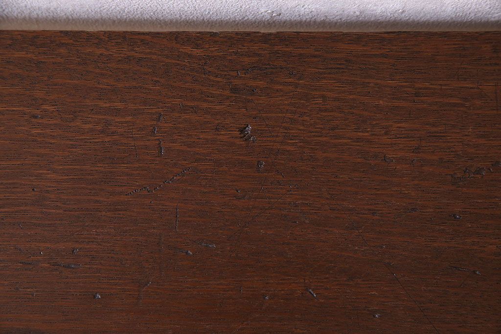 レトロ家具　昭和レトロ　ナラ材一枚板 古材の質感が味わい深い鉄脚ベンチ(長椅子、アイアンベンチ)(3)