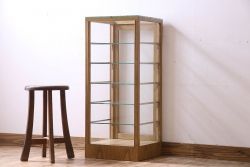 レトロ家具　昭和レトロ　4面ガラスの小振りなガラスケース(ショーケース、収納棚、陳列棚)