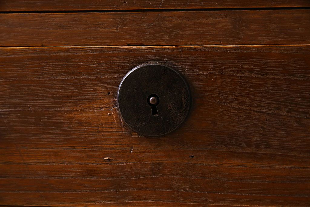 アンティーク家具　和製アンティーク　美しい結霜ガラス入りの箪笥ローボード(ローチェスト、収納棚)