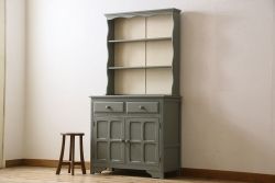 ペイント家具　イギリスビンテージ　可愛らしいデザインの食器棚(収納棚、戸棚、飾り棚)