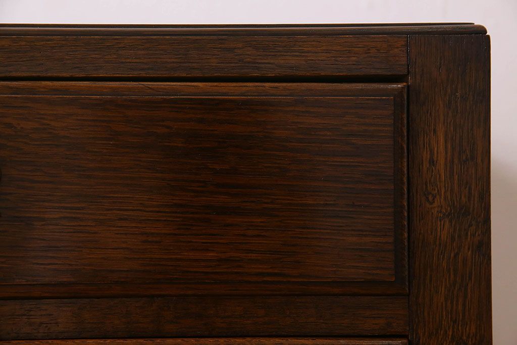 アンティーク家具　イギリスアンティーク　オーク材　脚の曲線が美しいニーホールデスク(コンソールデスク、在宅ワーク、在宅用両袖机)
