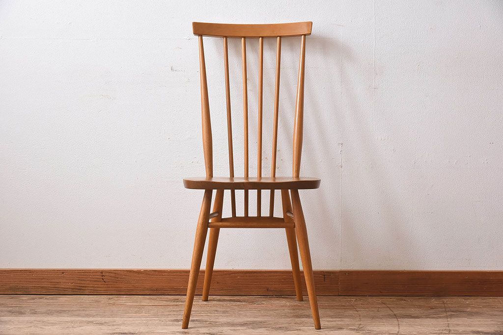 ヴィンテージ家具　イギリスビンテージ　ERCOL(アーコール)　シンプルなデザインのチェア(ダイニングチェア、椅子)