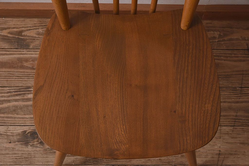 ヴィンテージ家具　イギリスビンテージ　ERCOL(アーコール)　シンプルなデザインのチェア(ダイニングチェア、椅子)