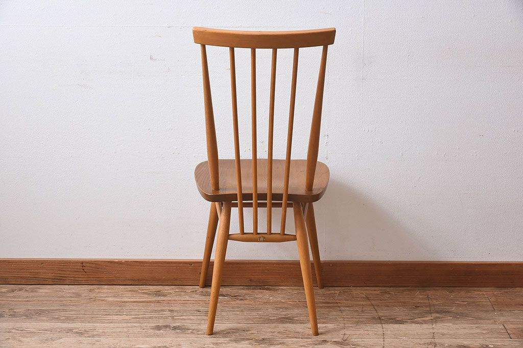 ヴィンテージ家具　イギリスビンテージ　ERCOL(アーコール)　シンプルなデザインのチェア(ダイニングチェア、椅子)