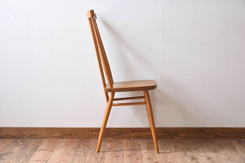 ヴィンテージ家具　イギリスビンテージ　ERCOL(アーコール)　シンプルなデザインのチェア(ダイニングチェア、椅子)(1)