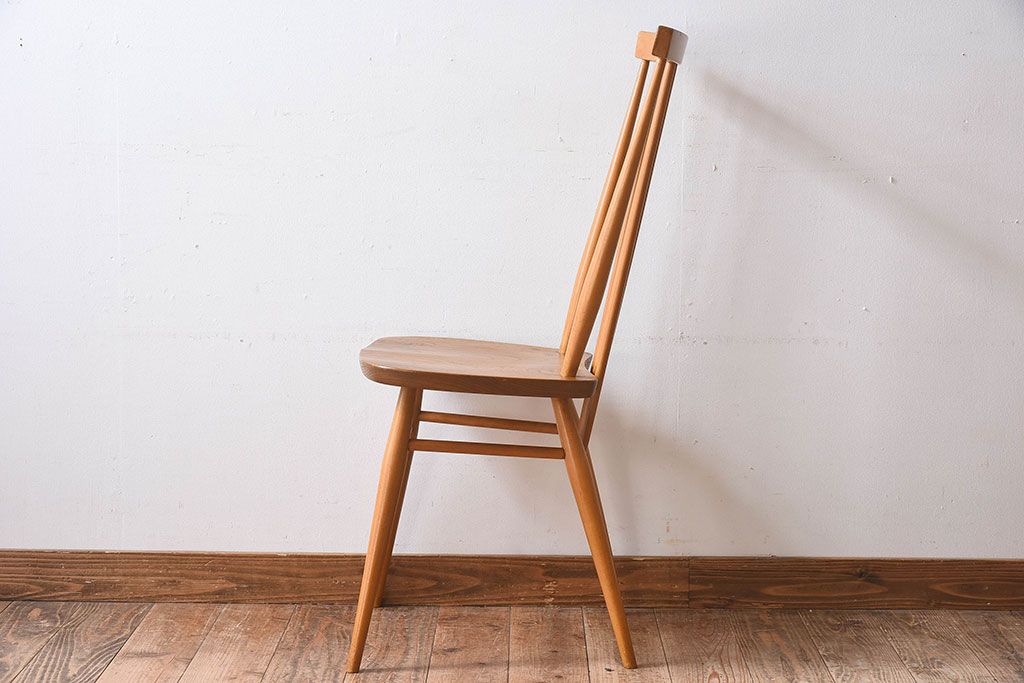 ヴィンテージ家具　イギリスビンテージ　ERCOL(アーコール)　シンプルなデザインのチェア(ダイニングチェア、椅子)(1)