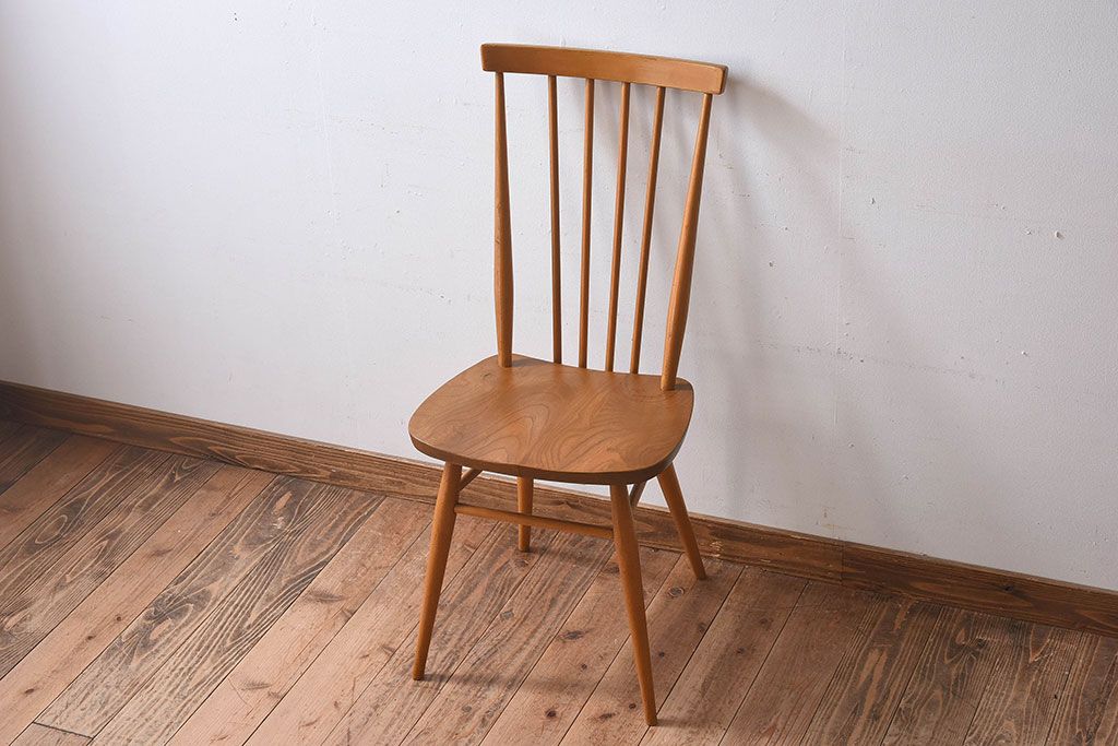 ヴィンテージ家具　イギリスビンテージ　ERCOL(アーコール)　シンプルなデザインのチェア(ダイニングチェア、椅子)(1)