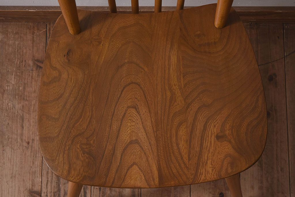 ヴィンテージ家具　イギリスビンテージ　ERCOL(アーコール)　シンプルなデザインのチェア(ダイニングチェア、椅子)(1)