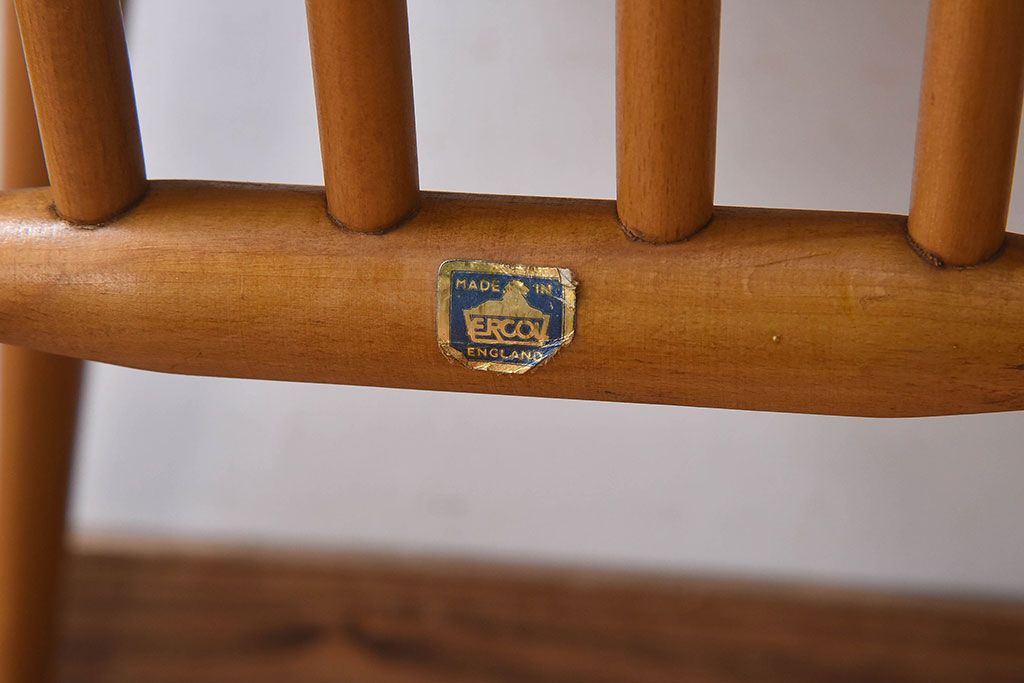 ヴィンテージ家具　イギリスビンテージ　ERCOL(アーコール)　シンプルなデザインのチェア(ダイニングチェア、椅子)(1)