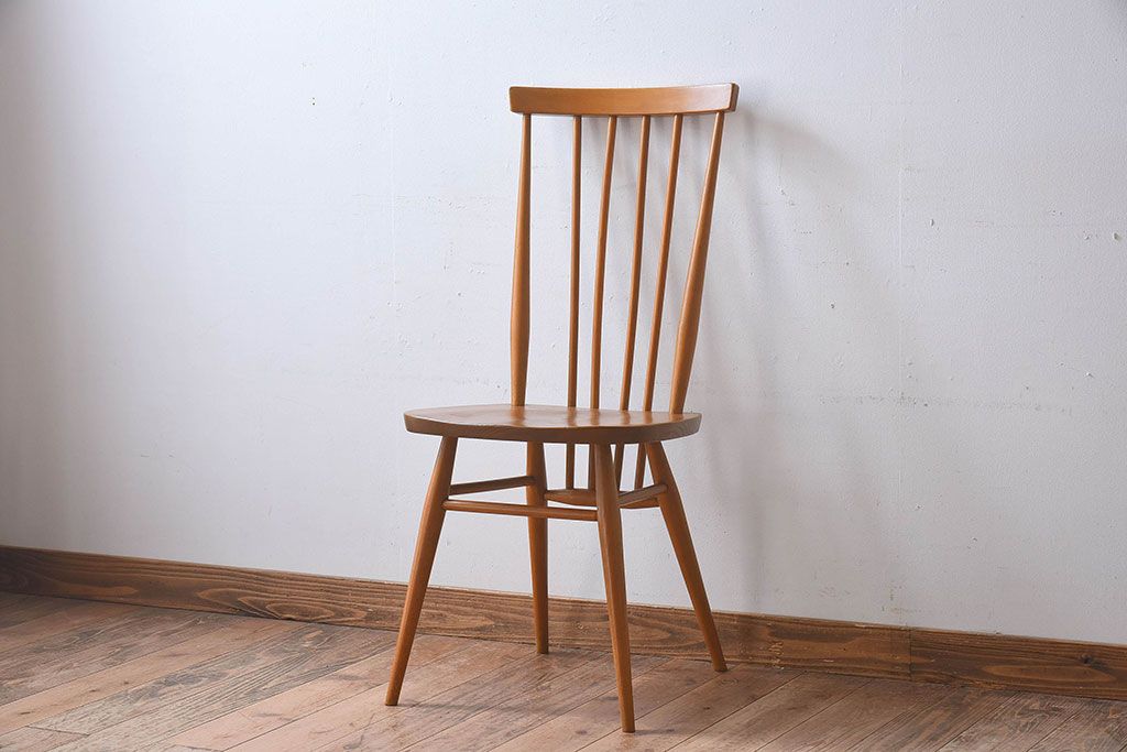 ヴィンテージ家具　イギリスビンテージ　ERCOL(アーコール)　シンプルなデザインのチェア(ダイニングチェア、椅子)(2)