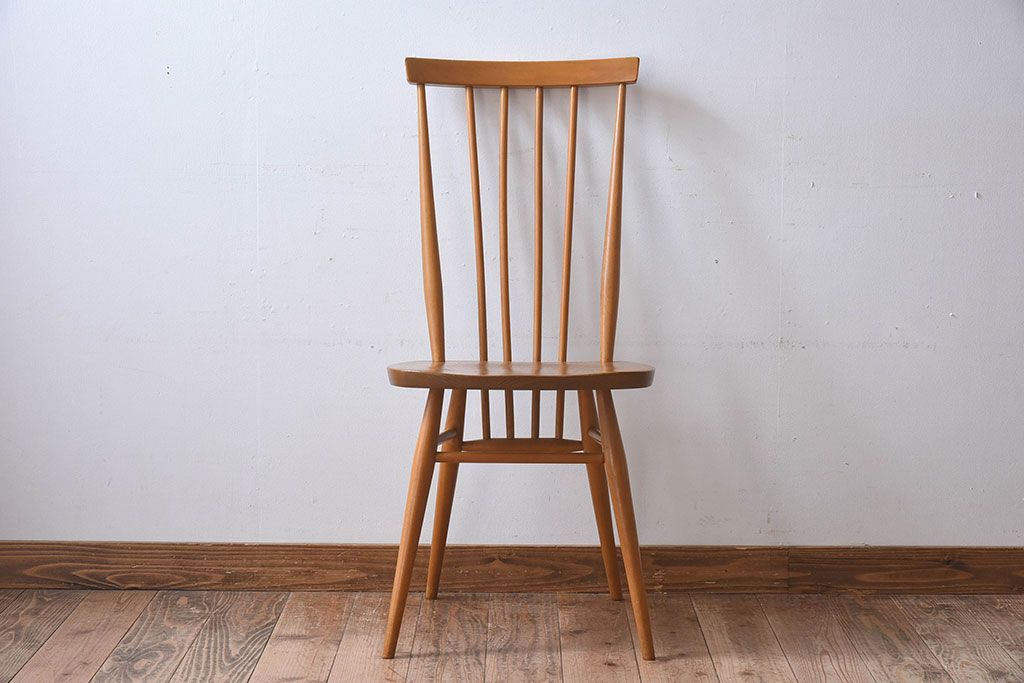 ヴィンテージ家具　イギリスビンテージ　ERCOL(アーコール)　シンプルなデザインのチェア(ダイニングチェア、椅子)(2)