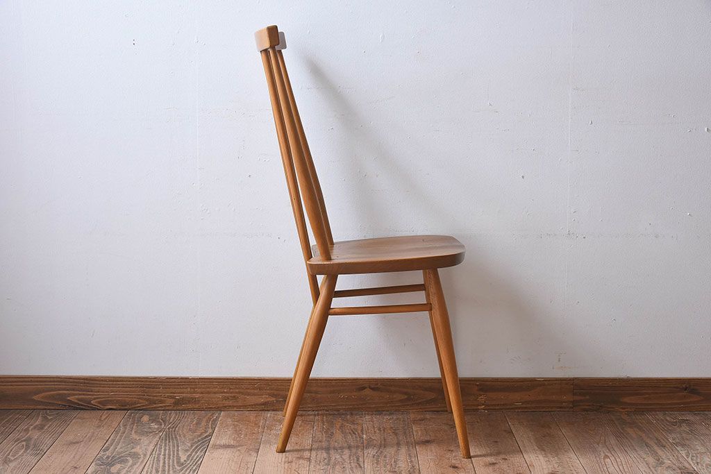 ヴィンテージ家具　イギリスビンテージ　ERCOL(アーコール)　シンプルなデザインのチェア(ダイニングチェア、椅子)(2)