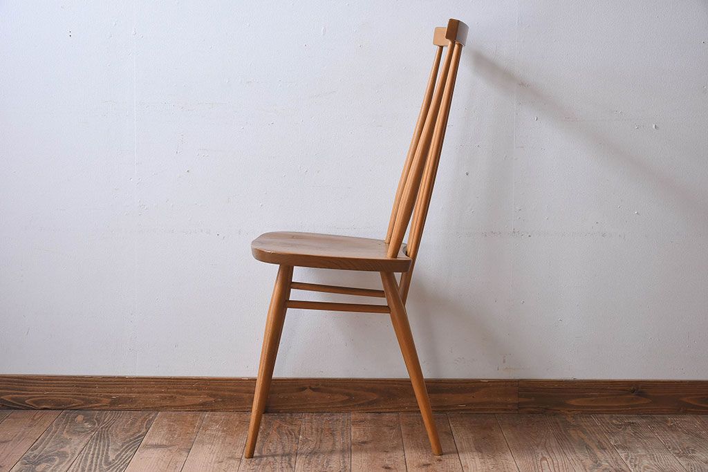 ヴィンテージ家具　イギリスビンテージ　ERCOL(アーコール)　シンプルなデザインのチェア(ダイニングチェア、椅子)(2)