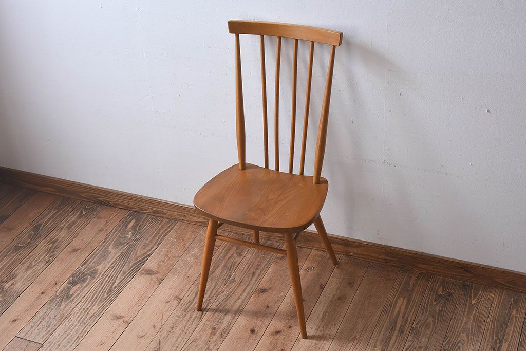 ヴィンテージ家具　イギリスビンテージ　ERCOL(アーコール)　シンプルなデザインのチェア(ダイニングチェア、椅子)(2)