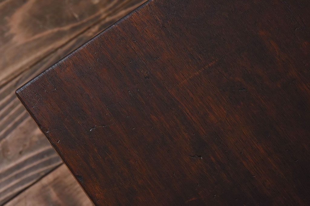 アンティーク雑貨　昭和レトロ　使い込まれた木の質感が味わい深い鉄脚ベンチ(アイアンベンチ、ローテーブル、作業台、花台)
