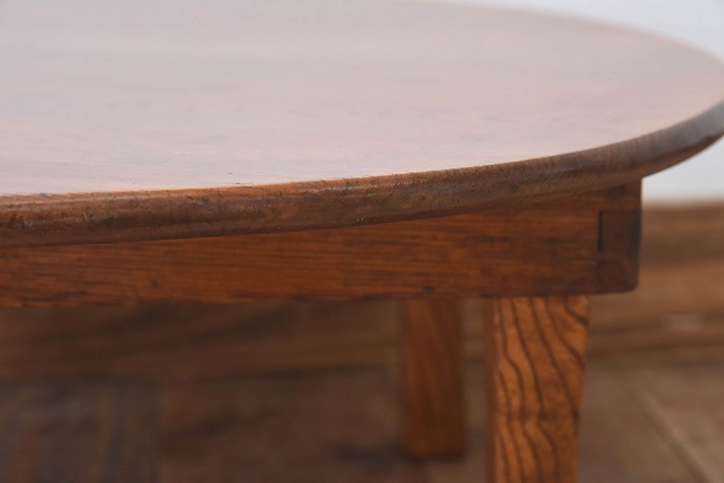 レトロ家具　昭和レトロ　栓材　小振りな丸型ちゃぶ台(ローテーブル、座卓)