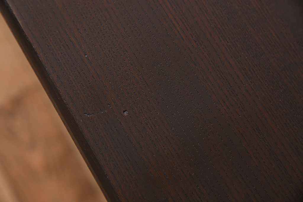 アンティーク家具　和製アンティーク　ケヤキ材　天板一枚板の鉄脚テーブル(ダイニングテーブル、作業台、アイアンテーブル)