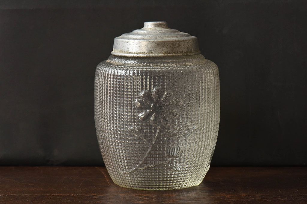 アンティーク雑貨 昭和レトロ 古い質感が味わい深い蓋付きガラス瓶(ビン) | ラフジュ工房