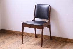 北欧家具　チーク材　シックなカラーのクッションチェア(ダイニングチェア、椅子)(3)