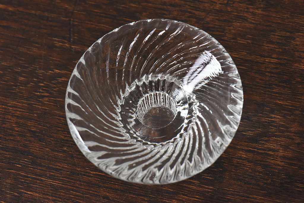 アンティーク雑貨　イギリスビンテージ　ガラス製キャンドルホルダー(ろうそく立て)2個セット