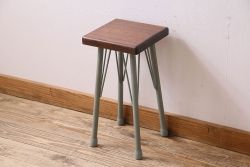 ラフジュ工房オリジナル　アンティークペイントがお洒落な角スツール(椅子、チェア、イス)(1)