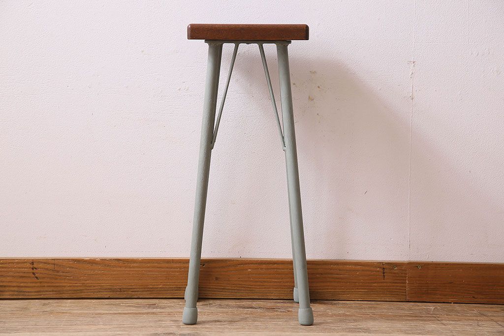 アンティーク雑貨　ラフジュ工房オリジナル　アンティークペイントがお洒落な角ハイスツール(椅子、チェア、イス)(1)