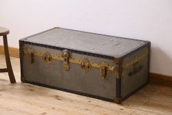 アンティーク雑貨　古い質感が味のあるイギリスアンティークトランク(収納箱)